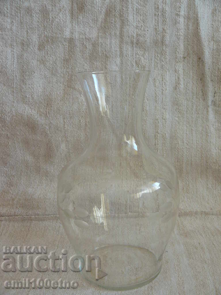 Old Vase sticlă subțire gravată