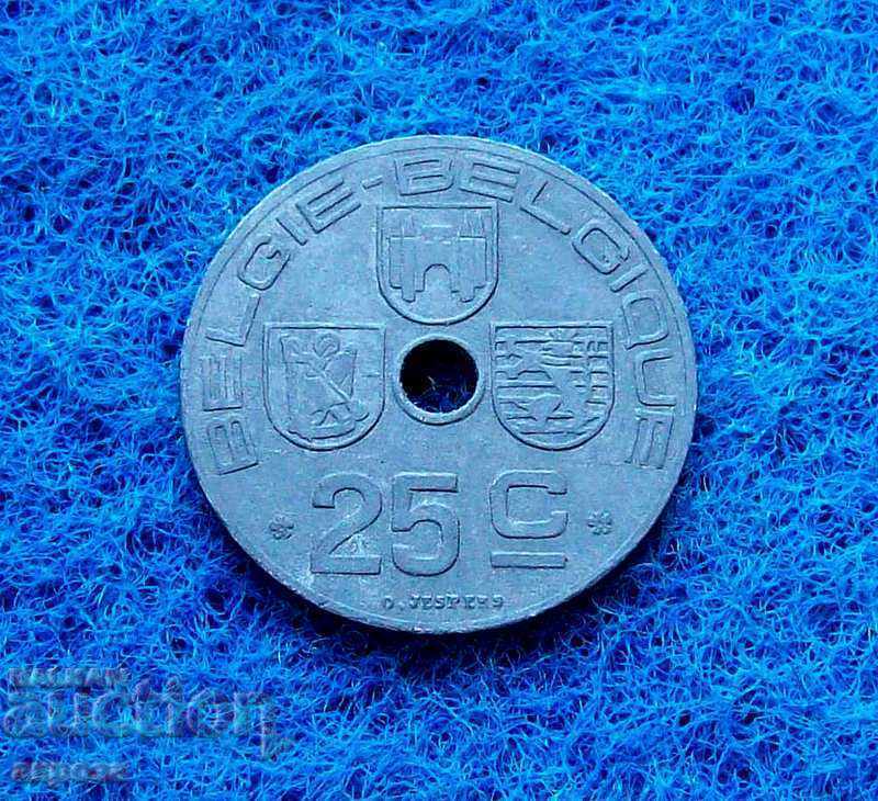 25 Centimes Belgium 1942 - Rare