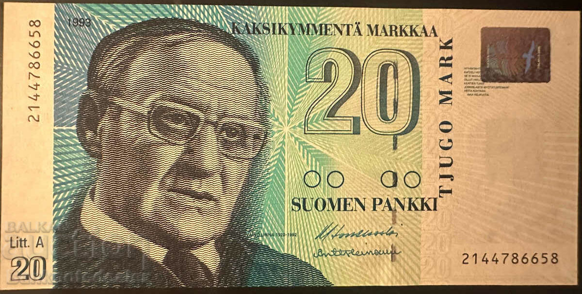 Finland 20 marks 1992 Pick 122 Ref 6658 Unc - 5 Finland 20 marks 1992 Pick 122 Ref 6658 Unc - 5