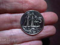 CAYMANS - CAYMAN ISLANDS 25 cents 2005 SAILBOAT