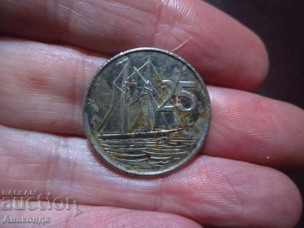 CAYMANS - CAYMAN ISLANDS 25 cents 1999 SAILBOAT
