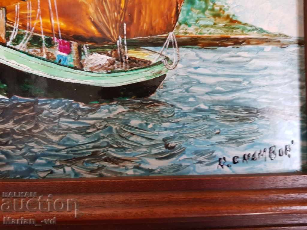 Delivery of Hand painted ceramic tile with signature