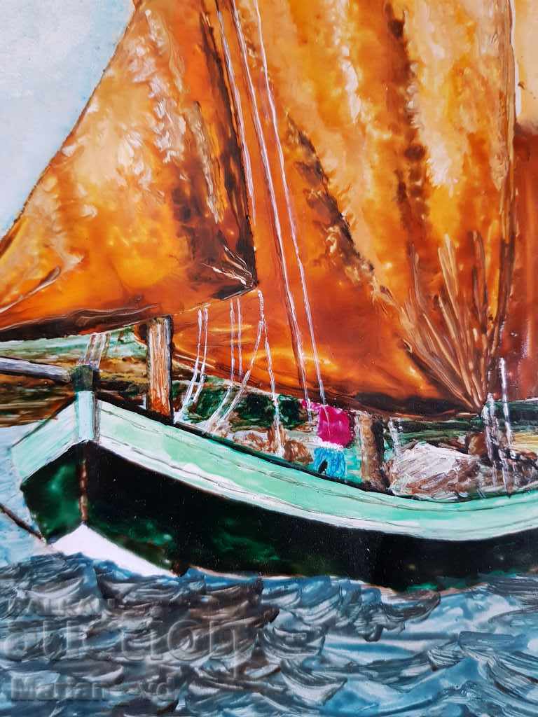 Hand painted ceramic tile with signature - 6