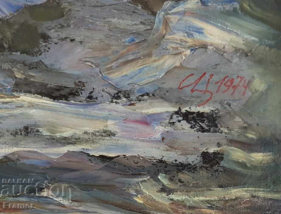 Auction  Sava Tsonovski Oil Painting Last Snow 1974