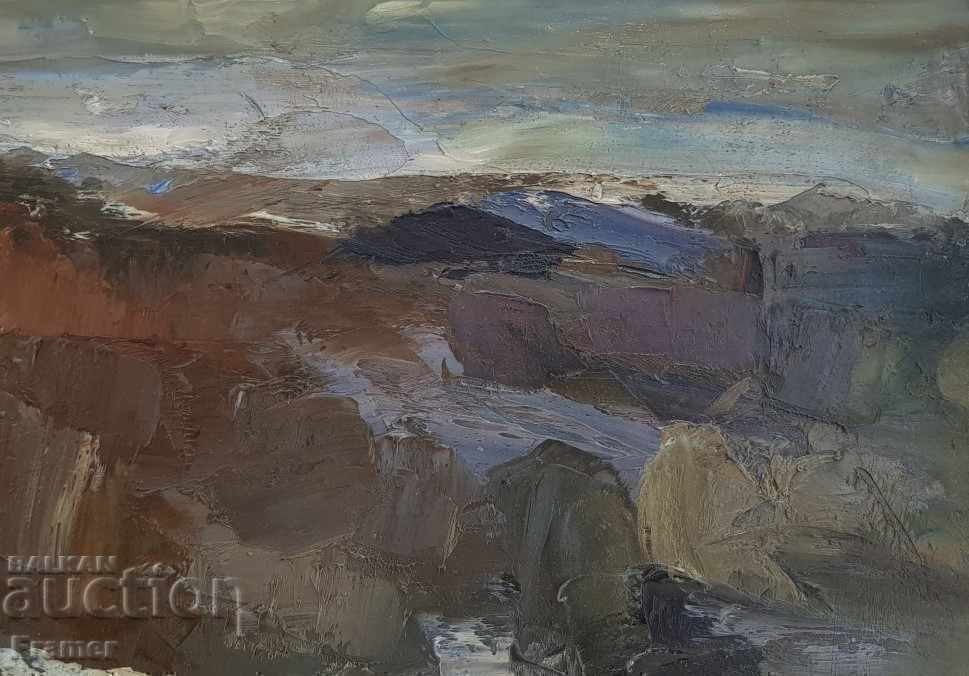 Sava Tsonovski Oil Painting Last Snow 1974 - 5