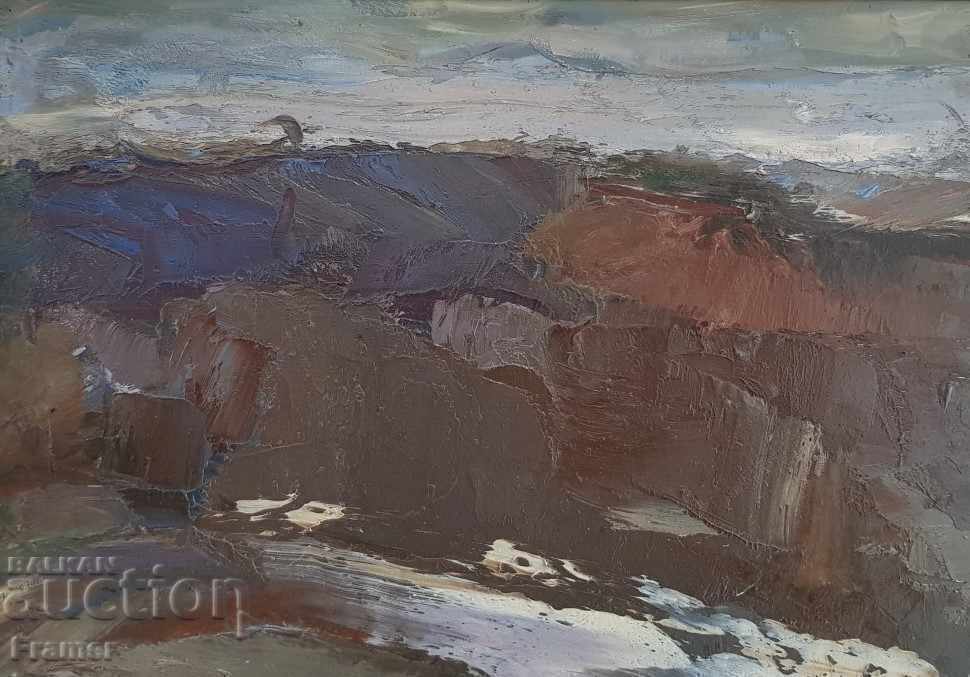 Sava Tsonovski Oil Painting Last Snow 1974 - 6
