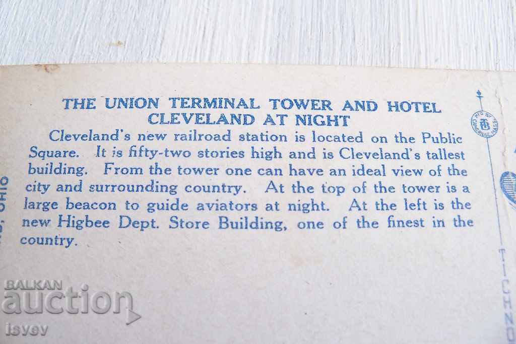Auction  Old postcard Cleveland at night, USA 1930