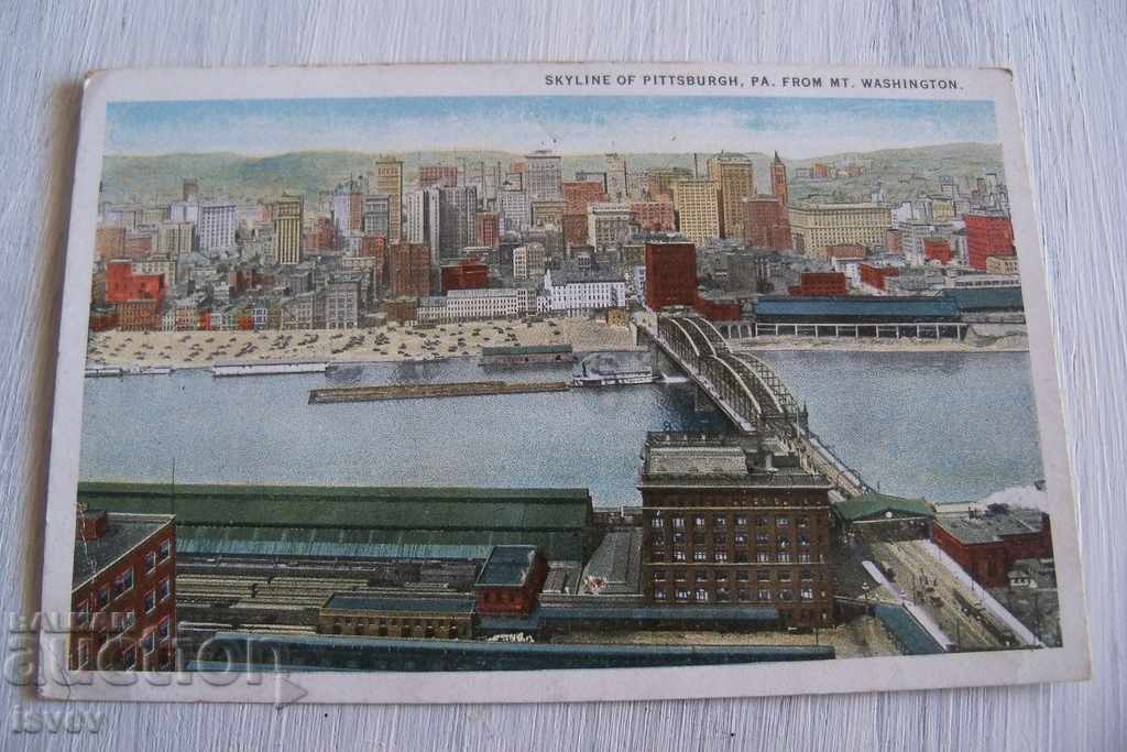 Стара пощенска картичка изглед към Питсбърг, САЩ 1928г.
