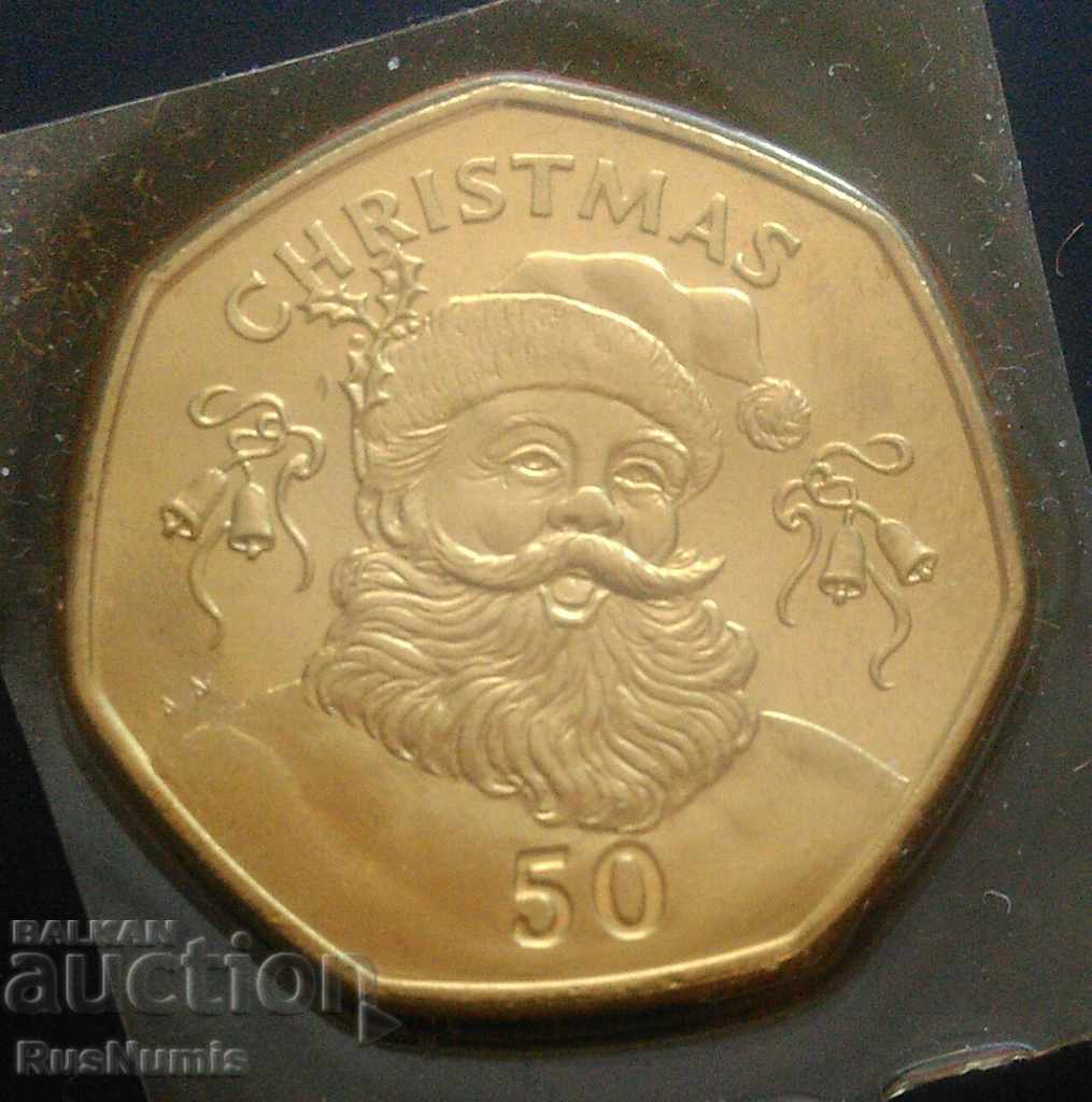 Gibraltar. 50 pence 1992. Crăciun. UNC.