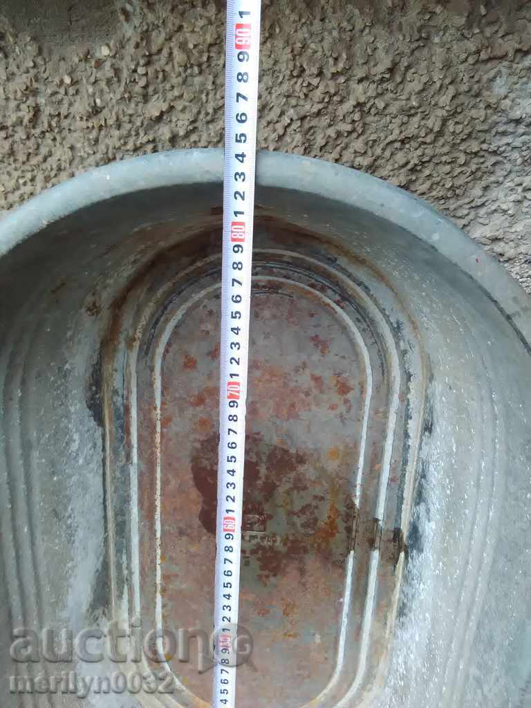 Old galvanized trough, household dish basin - 6