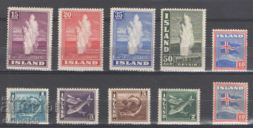 1938-39. Islanda. Un grup de frumoase mărci islandeze.