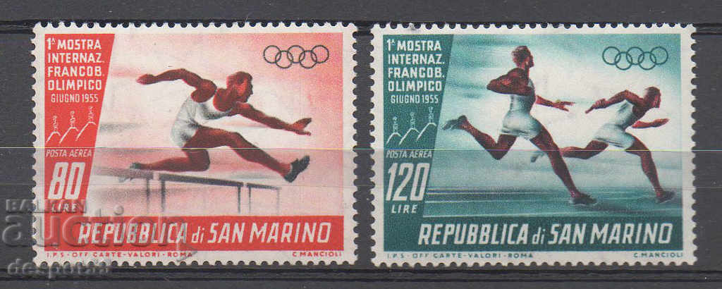 1955 Сан Марино. Международно изложение на олимпийски марки.