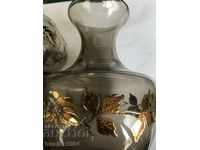 Cupă și vază - sticlă veche afumată cu aur - înălțime 19 cm Bg