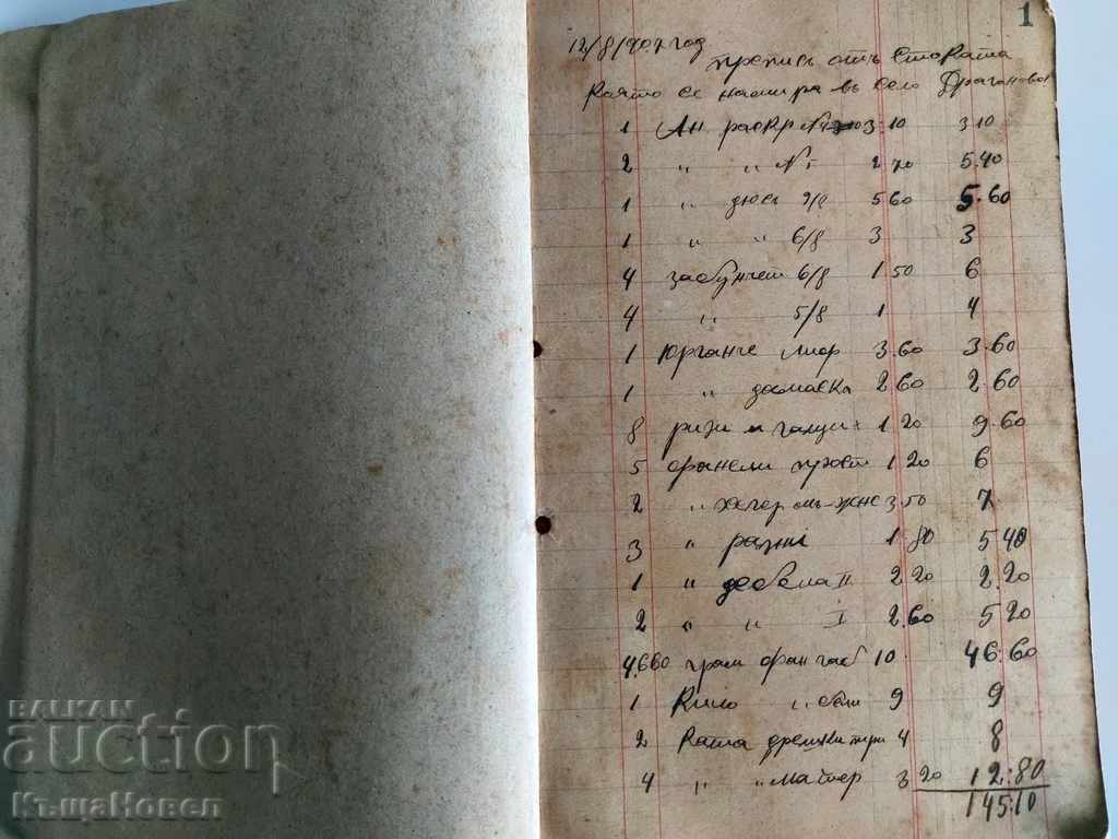 1907-1910 NOTEBOOK AVAILABILITY STORE SHOP INVENTORY BOOK with price 55.00 BGN | € 28.12 1907-1910 NOTEBOOK AVAILABILITY STORE SHOP INVENTORY BOOK with price 55.00 BGN | € 28.12