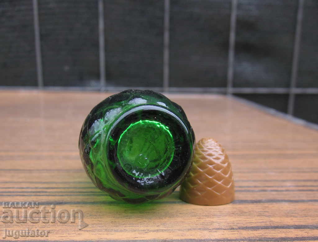 old glass bottle perfume bottle green cone - 5