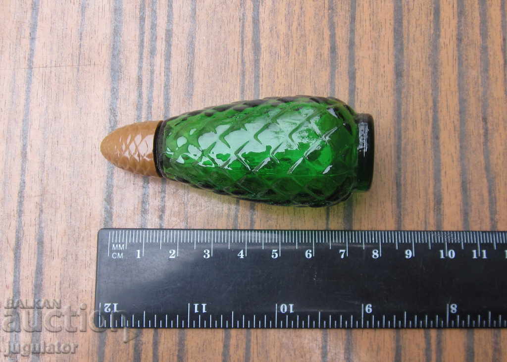 old glass bottle perfume bottle green cone - 7