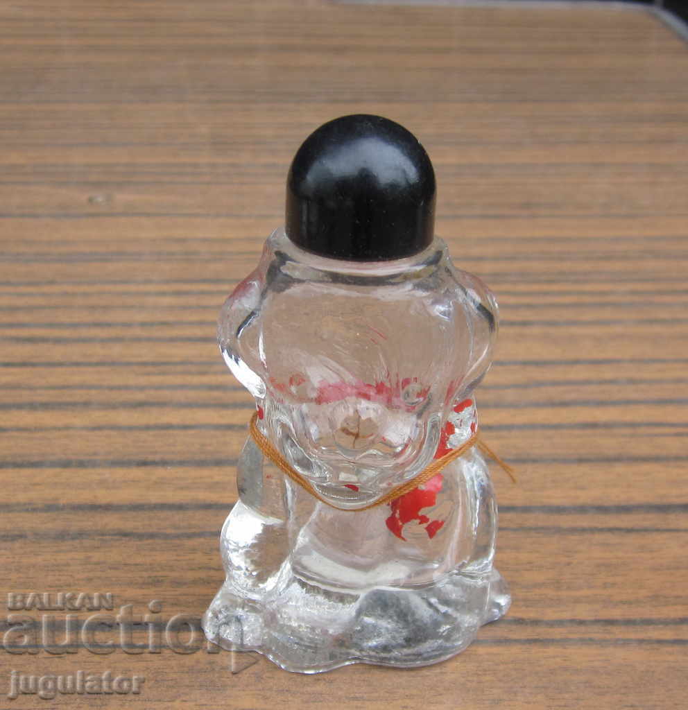 old Russian glass bottle perfume bottle dog