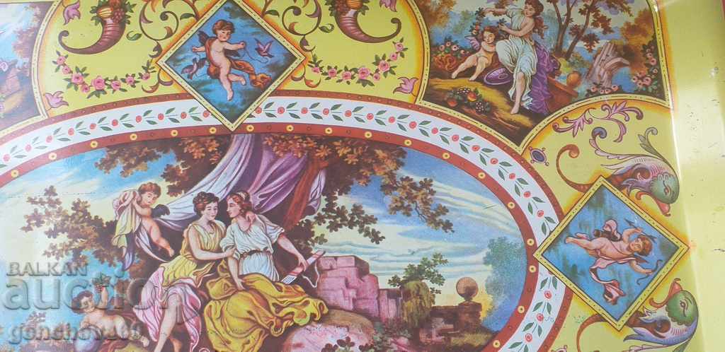 Auction Vintage large enamel plaque with angels Auction Vintage large enamel plaque with angels