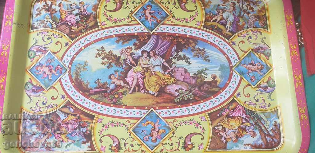 Delivery of Vintage large enamel plaque with angels Delivery of Vintage large enamel plaque with angels