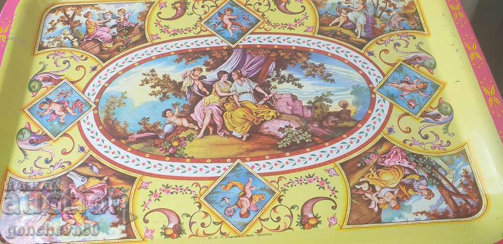 Vintage large enamel plaque with angels Vintage large enamel plaque with angels