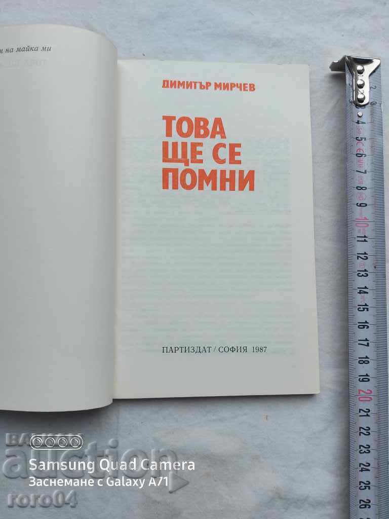 THIS WILL BE REMEMBERED - DIMITAR MIRCHEV with price 19.99 BGN | € 10.22 THIS WILL BE REMEMBERED - DIMITAR MIRCHEV with price 19.99 BGN | € 10.22
