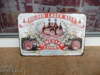 Metal beer sign Golden lager beer brewery kegs