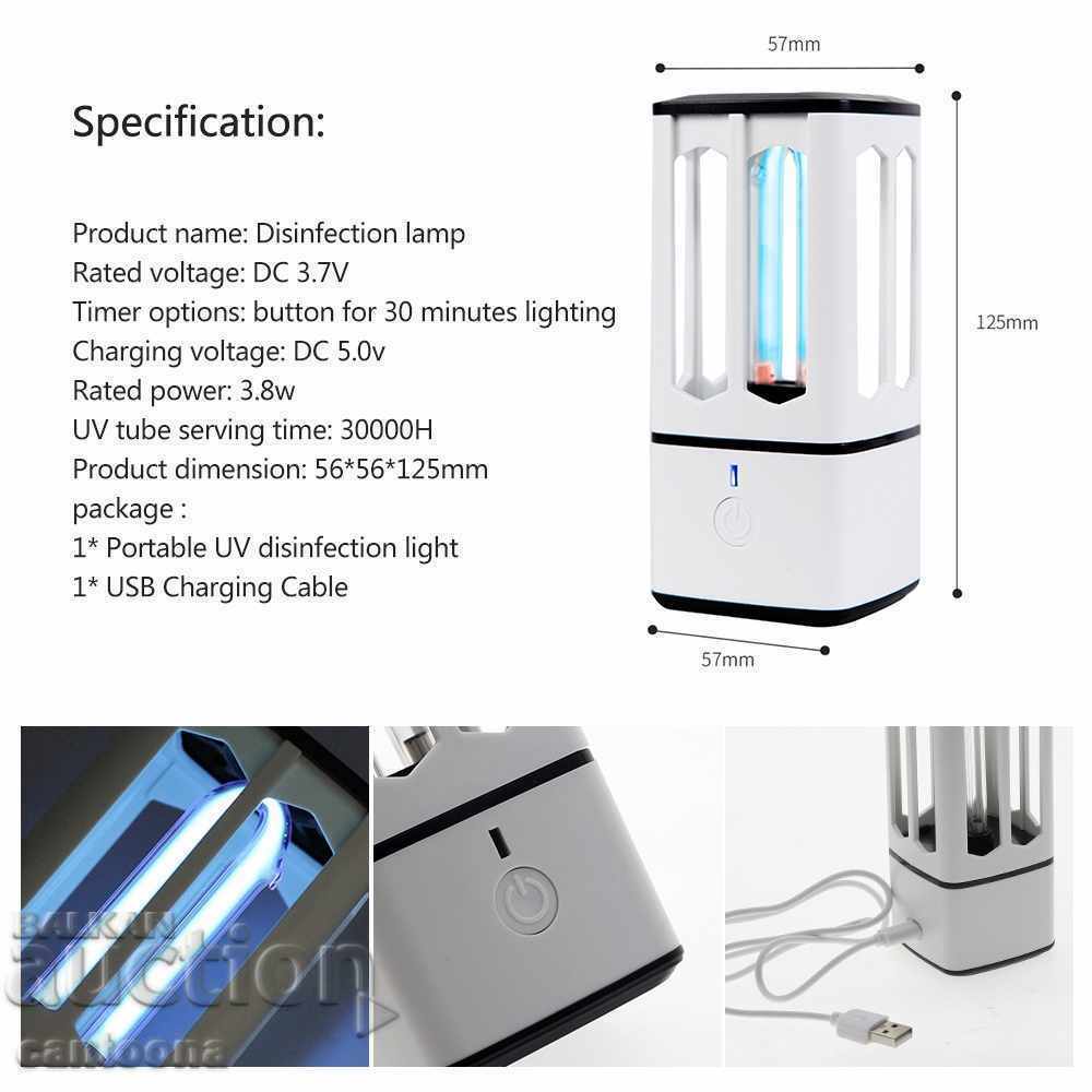 Delivery of UV Bactericidal lamp, portable, rechargeable battery - 3.8W Delivery of UV Bactericidal lamp, portable, rechargeable battery - 3.8W