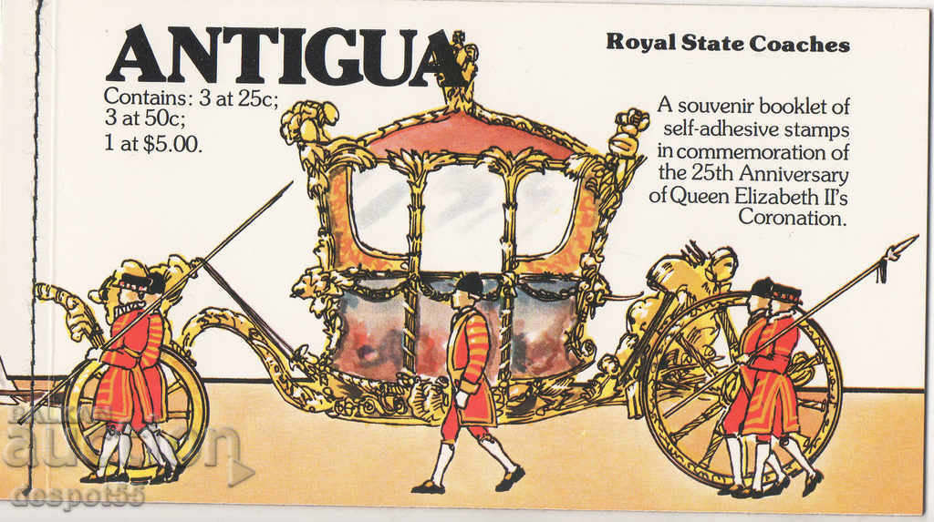 1978. Antigua. The coronation of Queen Elizabeth II. Carnet.