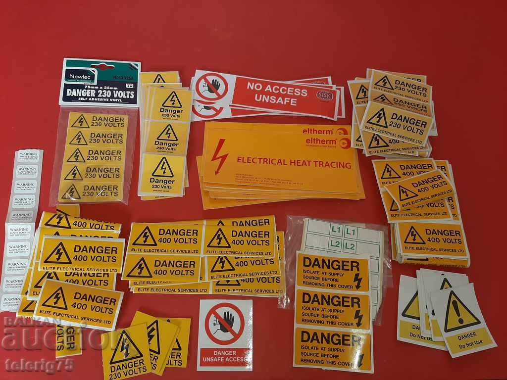 English Self-adhesive Stickers for Electrical Danger - 150 pcs