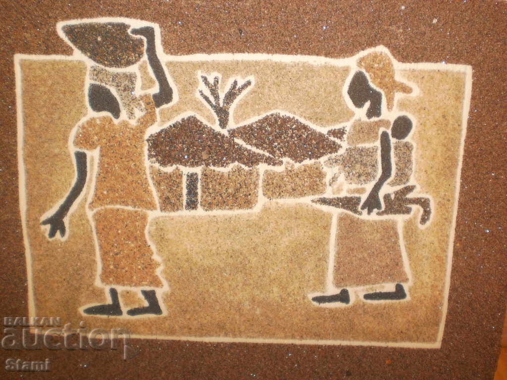 Sand painting from Africa - African women with price 58.00 BGN | € 29.65 Sand painting from Africa - African women with price 58.00 BGN | € 29.65