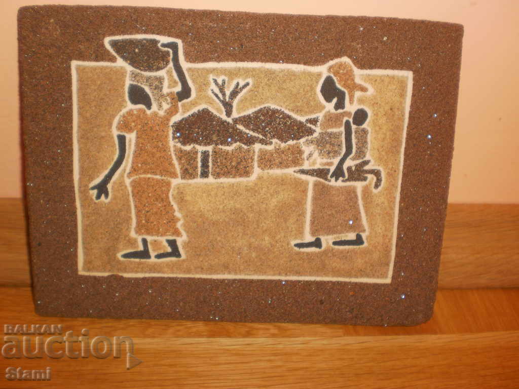Sand painting from Africa - African women