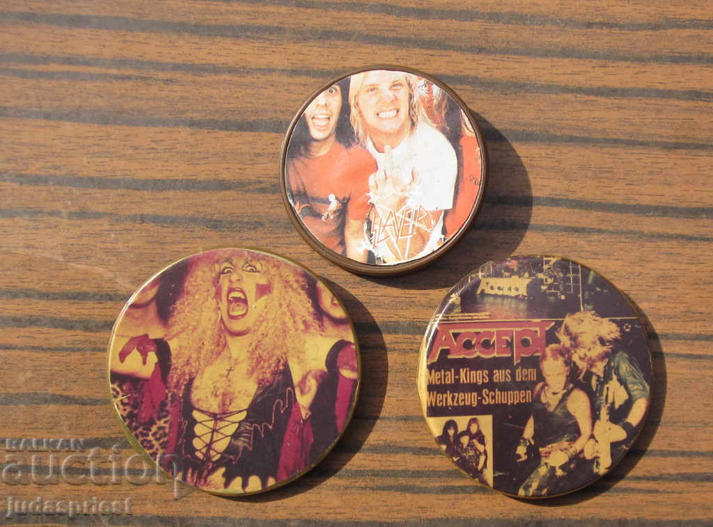 SLAYER TWISTED SISTERS ACCEPT HEAVY METAL lot badges