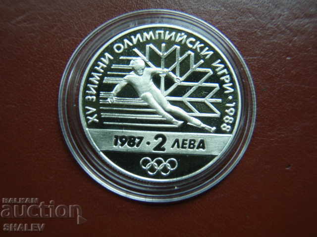 2 лева 1987 година "ХV зимни олимп. игри Калгари' 88"- Proof
