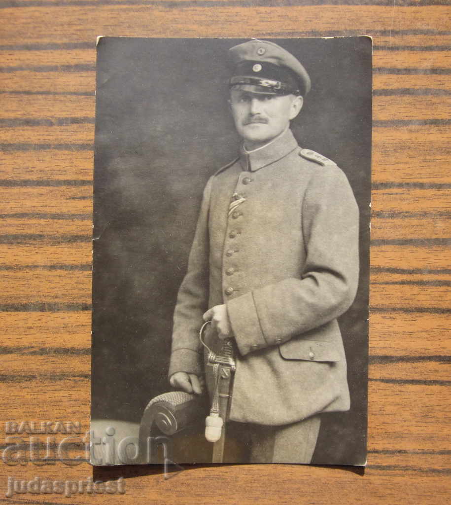 PSV military card photo of a German officer with a sword