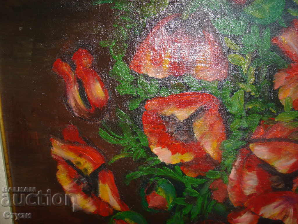 Доставка на Авторска картина "Макове" ,масло,36.5х 64.5 см
