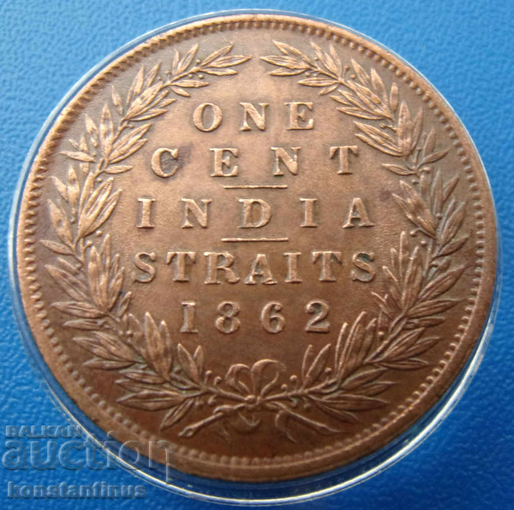 Straight Settlement 1 Cent 1862 XF Rare