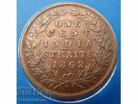 Straight Settlement 1 Cent 1862 XF Σπάνιες