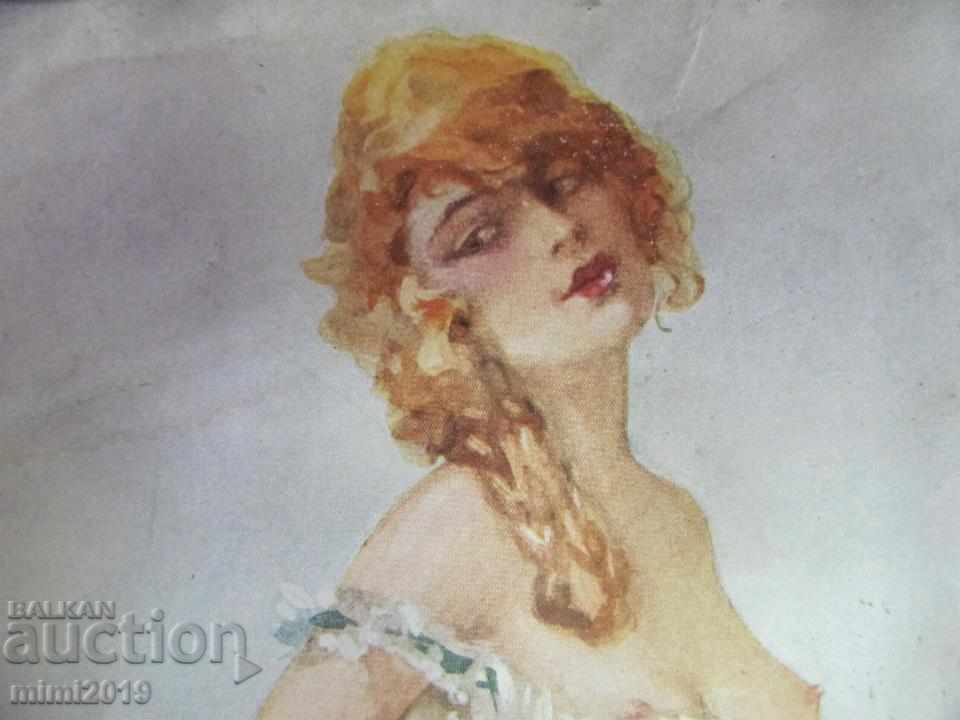 Print Art Deco al anilor '30 în rama originală cu preț 140.00 BGN | € 71.58