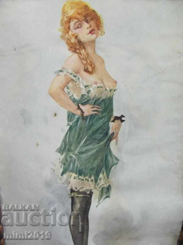 Licitație Print Art Deco al anilor '30 în rama originală