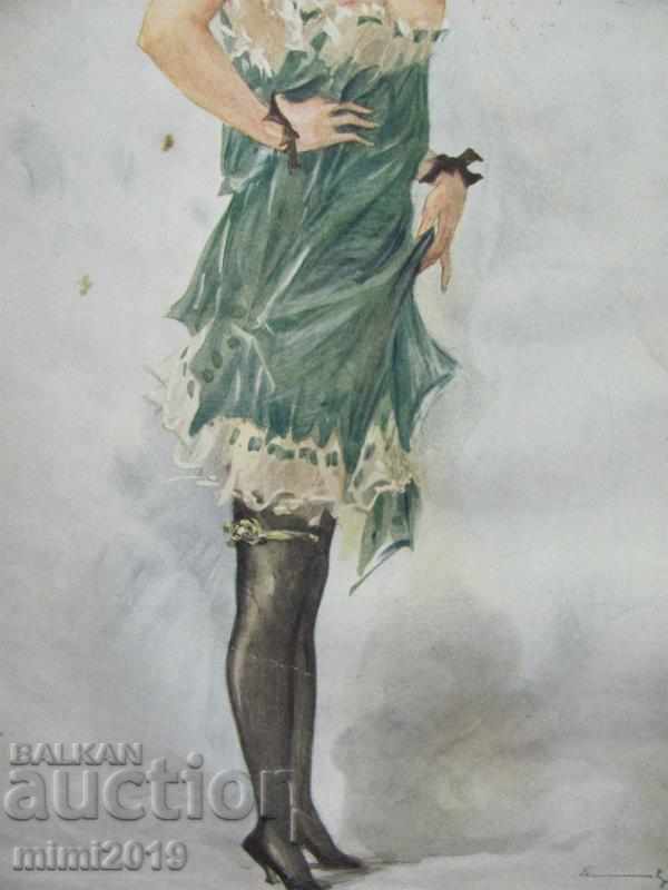 Print Art Deco al anilor '30 în rama originală - 5