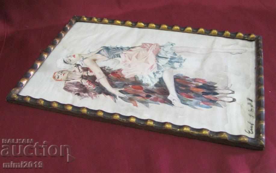 Print Art Deco al anilor '30 în rama originală - 6