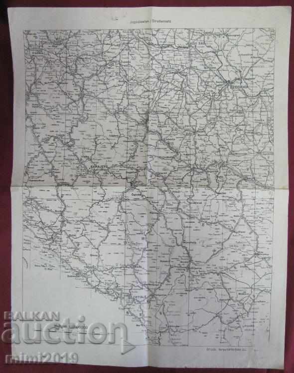 1941г. Втора Световна Война Оригинална Военна Карта Германия