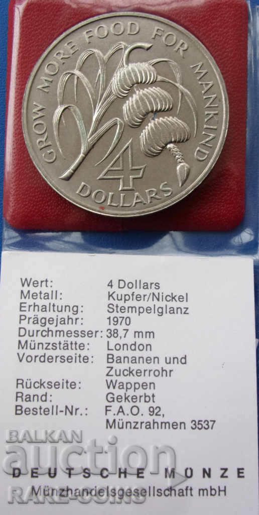 Παράδοση St. Vincent 4 Dollar 1970 εξαιρετικά σπάνια πρωτότυπα