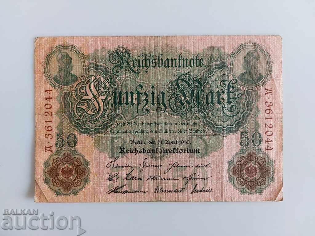 1910 50 MARCA STAMPE BANCA BANTA GERMANIA