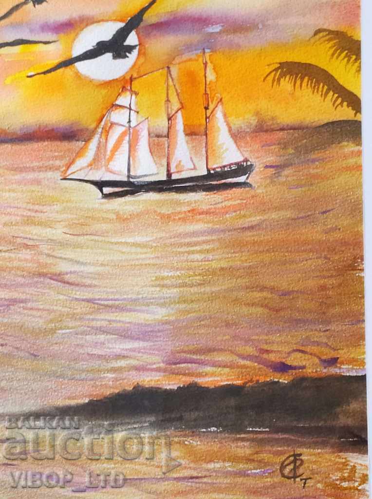 MOON NIGHT frame, painted picture, signature, glass with price 54.98 BGN | € 28.11 MOON NIGHT frame, painted picture, signature, glass with price 54.98 BGN | € 28.11