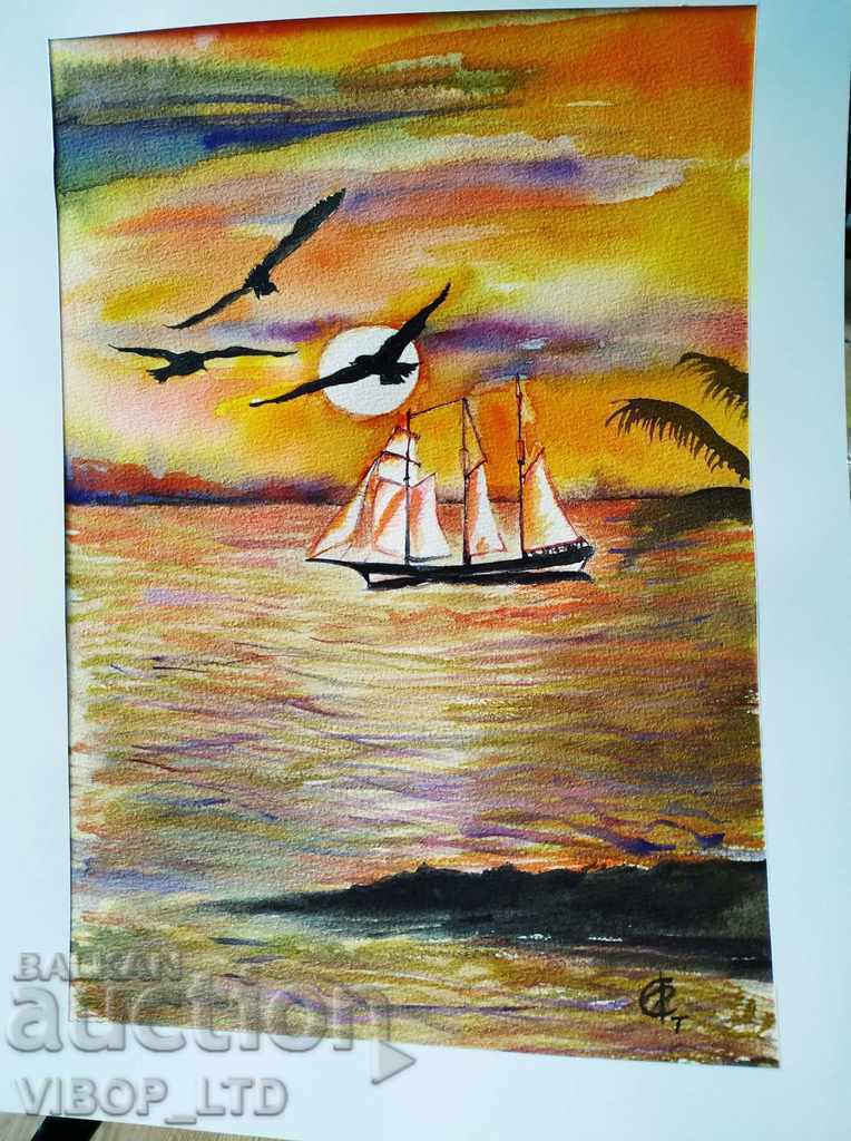 Delivery of MOON NIGHT frame, painted picture, signature, glass Delivery of MOON NIGHT frame, painted picture, signature, glass