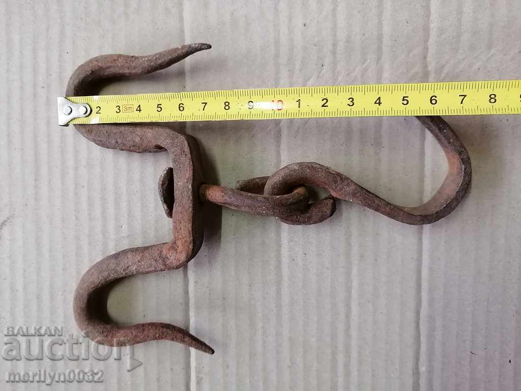 Antique Wrought Iron Hook, Double Hook - 5 Antique Wrought Iron Hook, Double Hook - 5
