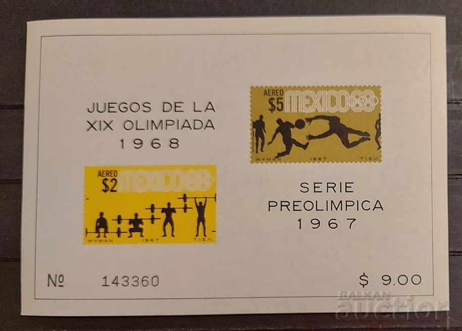 Мексико 1967 Олимпийски игри Мексико '68 Блок MNH