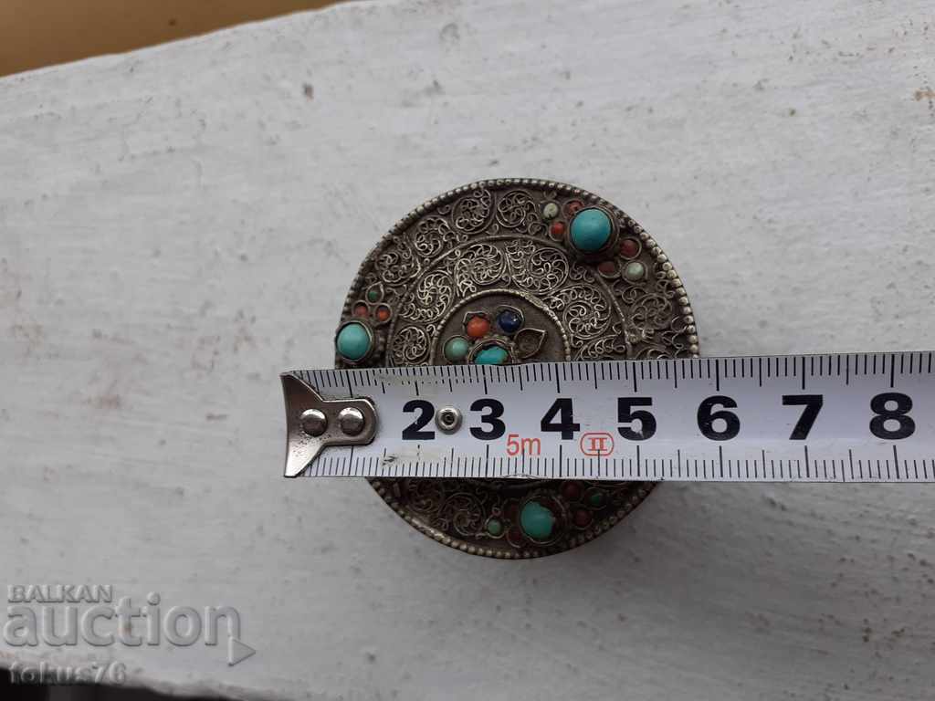 Old ottoman silver box - sachan with corals and turquoises - 7 Old ottoman silver box - sachan with corals and turquoises - 7