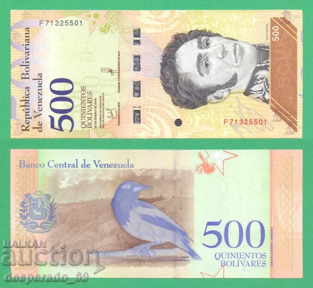 (¯`'•.¸ Venezuela 500 Bolivares 2018 UNC ¸.•'´¯)